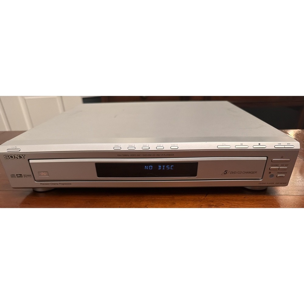 Vintage Sony DVP-NC60P 5-Disc DVD CD Carousel Changer Player Silver No Remote